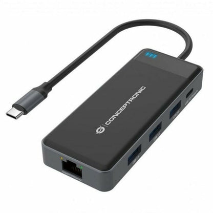 Hub USB Conceptronic DONN14G Noir Gris 100 W (1 Unité)