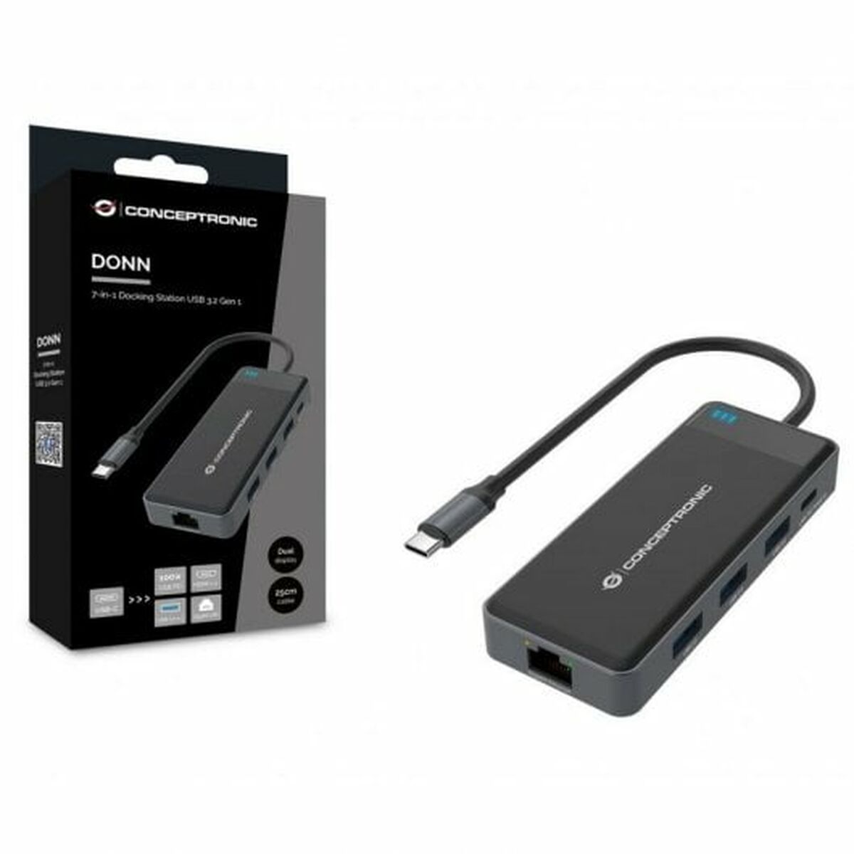 Hub USB Conceptronic DONN14G Negro Gris 100 W (1 unidad)