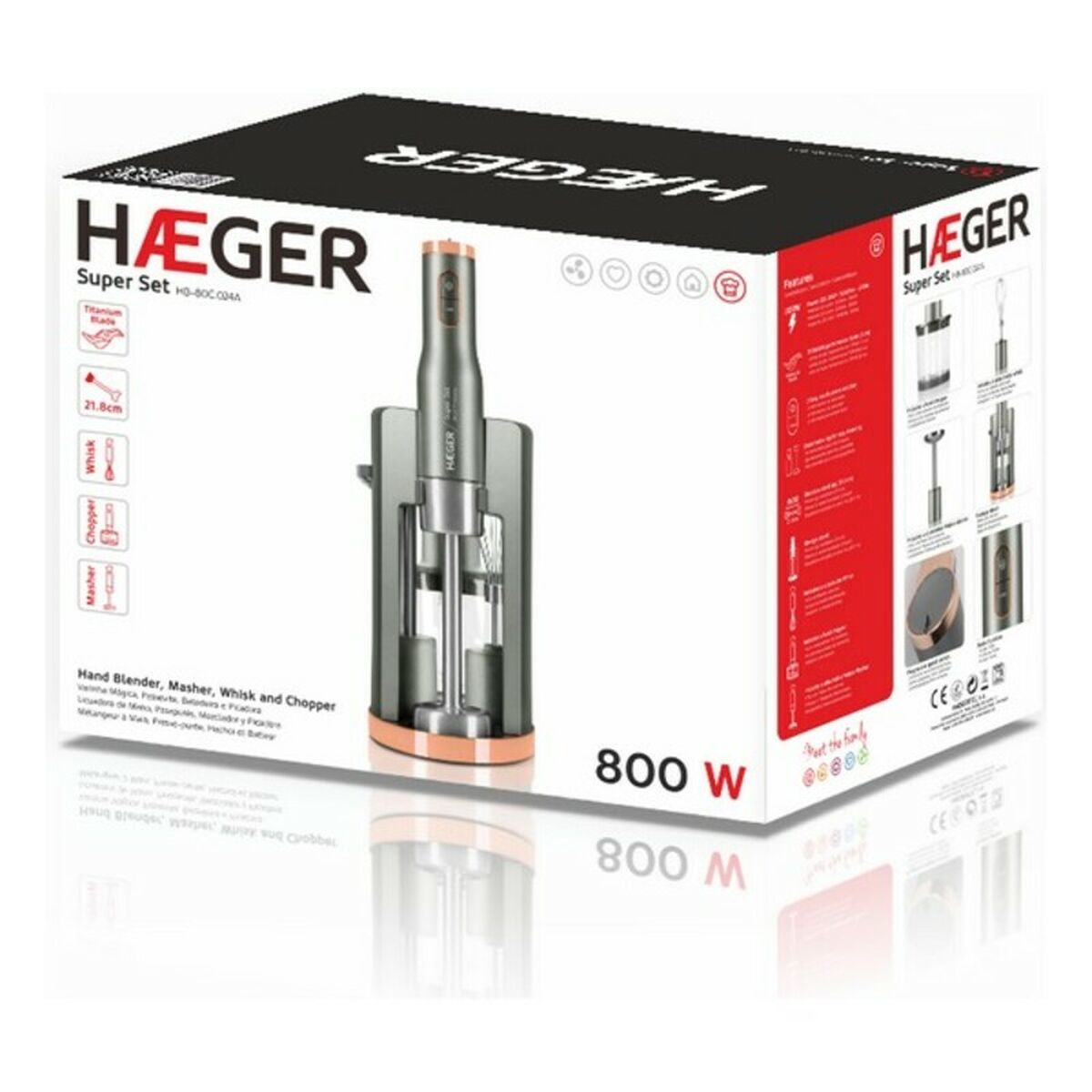 Mixeur plongeant Haeger HB-80C.024A Gris 800 W