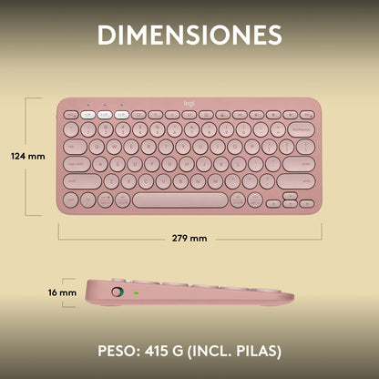 Wireless Keyboard Logitech K380s Pink Spanish Qwerty