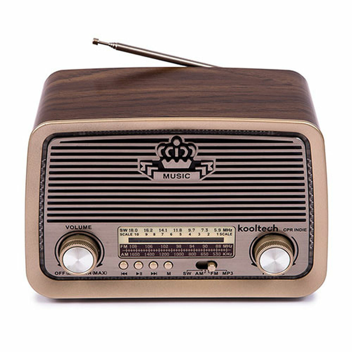 Kooltech AM/FM/Sw Bluetooth-Radio Braun