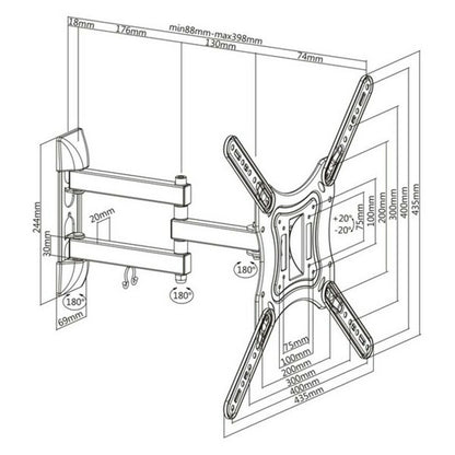 Support TV avec Bras TooQ LP6055TN-B 23"-55" 23" 30 Kg