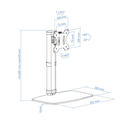 Support de table d'écran TooQ DB1127TN-W 17"-27"