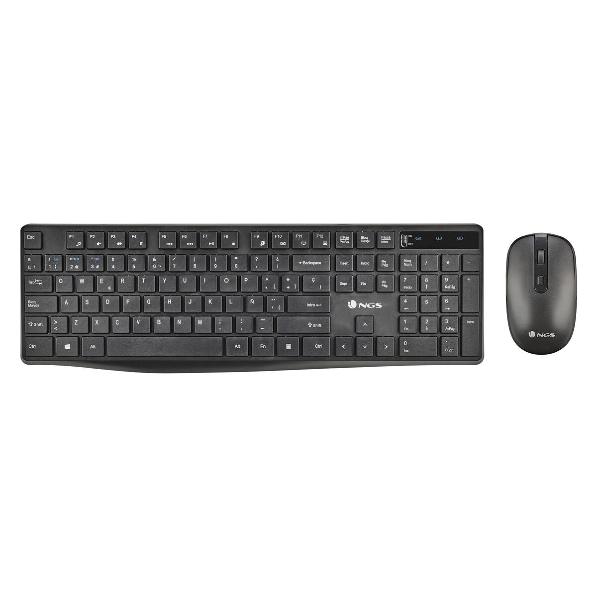 Clavier et souris sans fil NGS HYPEKIT Noir Espagnol Qwerty QWERTY