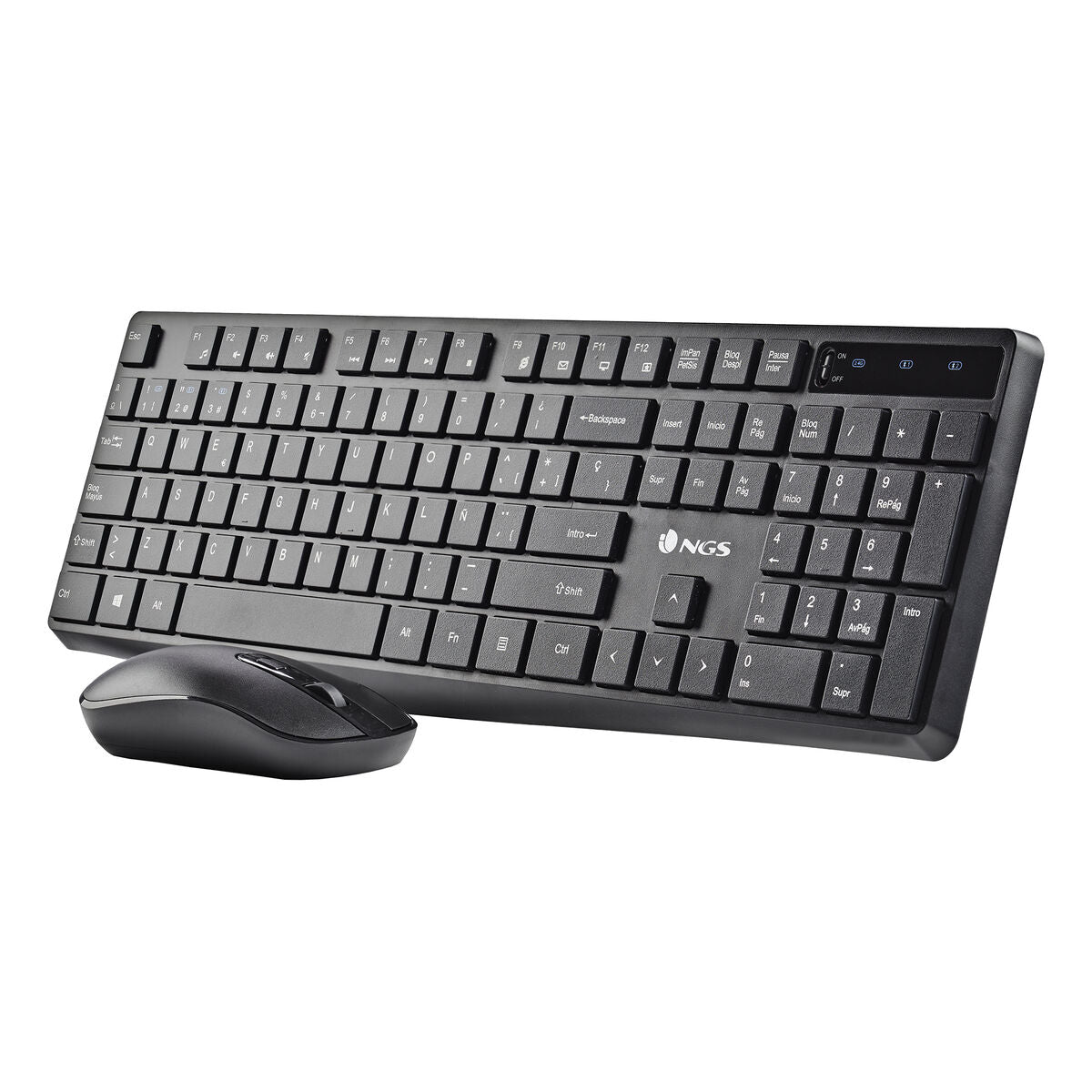 Keyboard and Wireless Mouse NGS HYPEKIT Black Spanish Qwerty QWERTY
