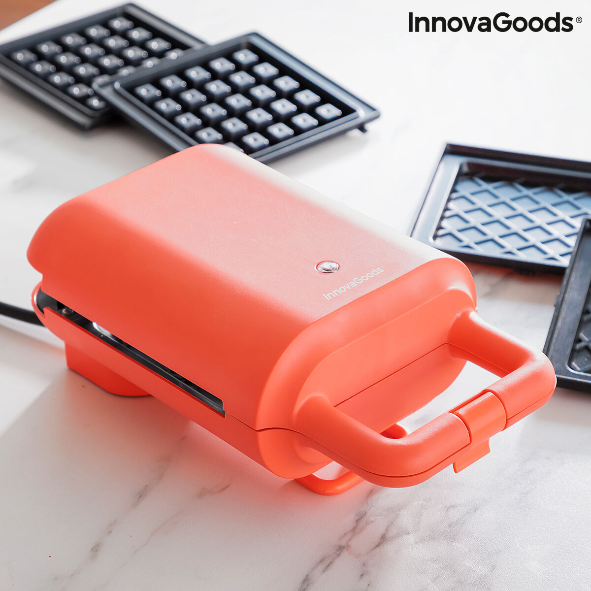 2-in-1 Waffle and Sandwich Maker with Recipes InnovaGoods Wafflicher (Refurbished A)