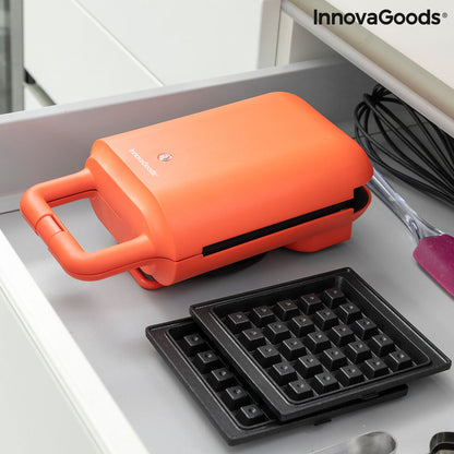 2-in-1 Waffle and Sandwich Maker with Recipes InnovaGoods Wafflicher (Refurbished A)