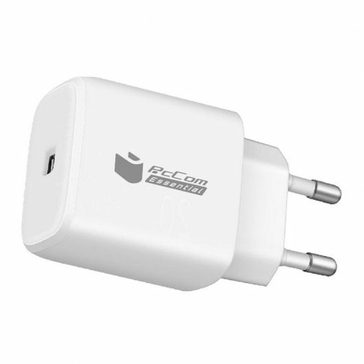 Cargador de Pared + Cable USB-C PcCom Blanco 20 W