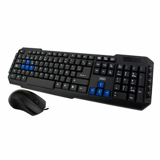 clavier et souris 3GO COMBODRILE2 Espagnol Qwerty Noir