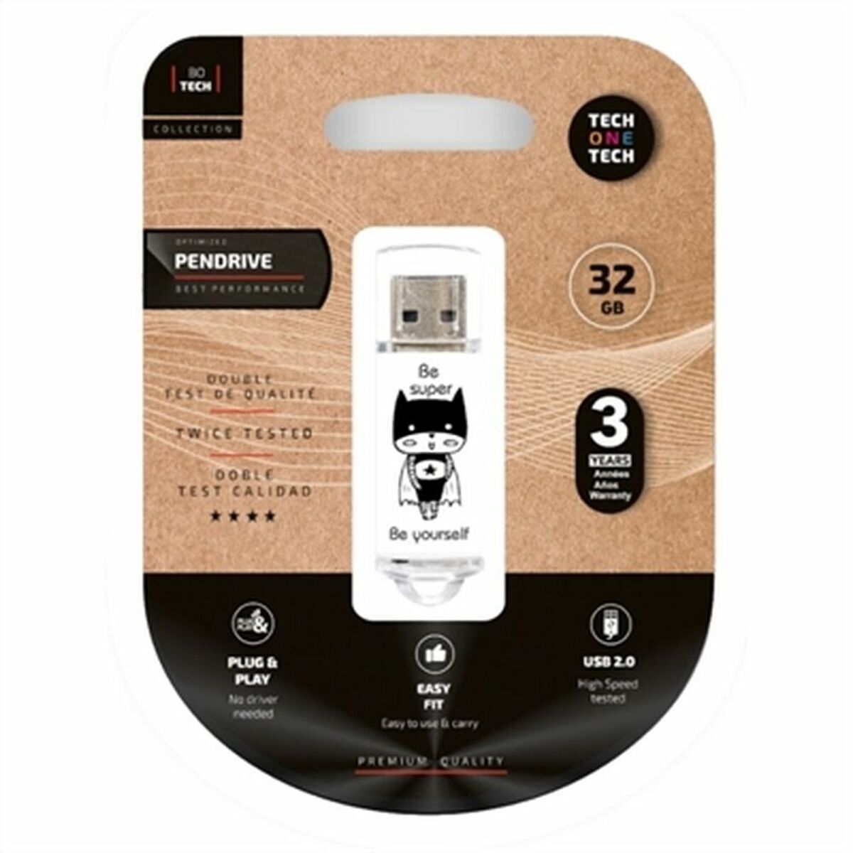 Clé USB Tech One Tech TEC4018-32 Noir/Blanc 32 GB