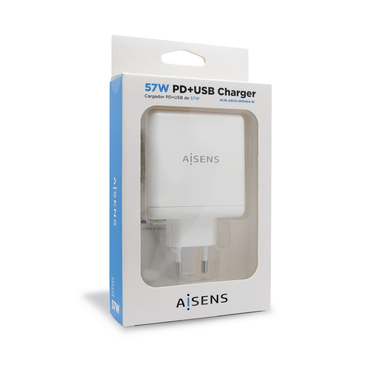 Cargador USB Pared Aisens ASCH-2PD45A-W Blanco 57 W USB-C (1 unidad)