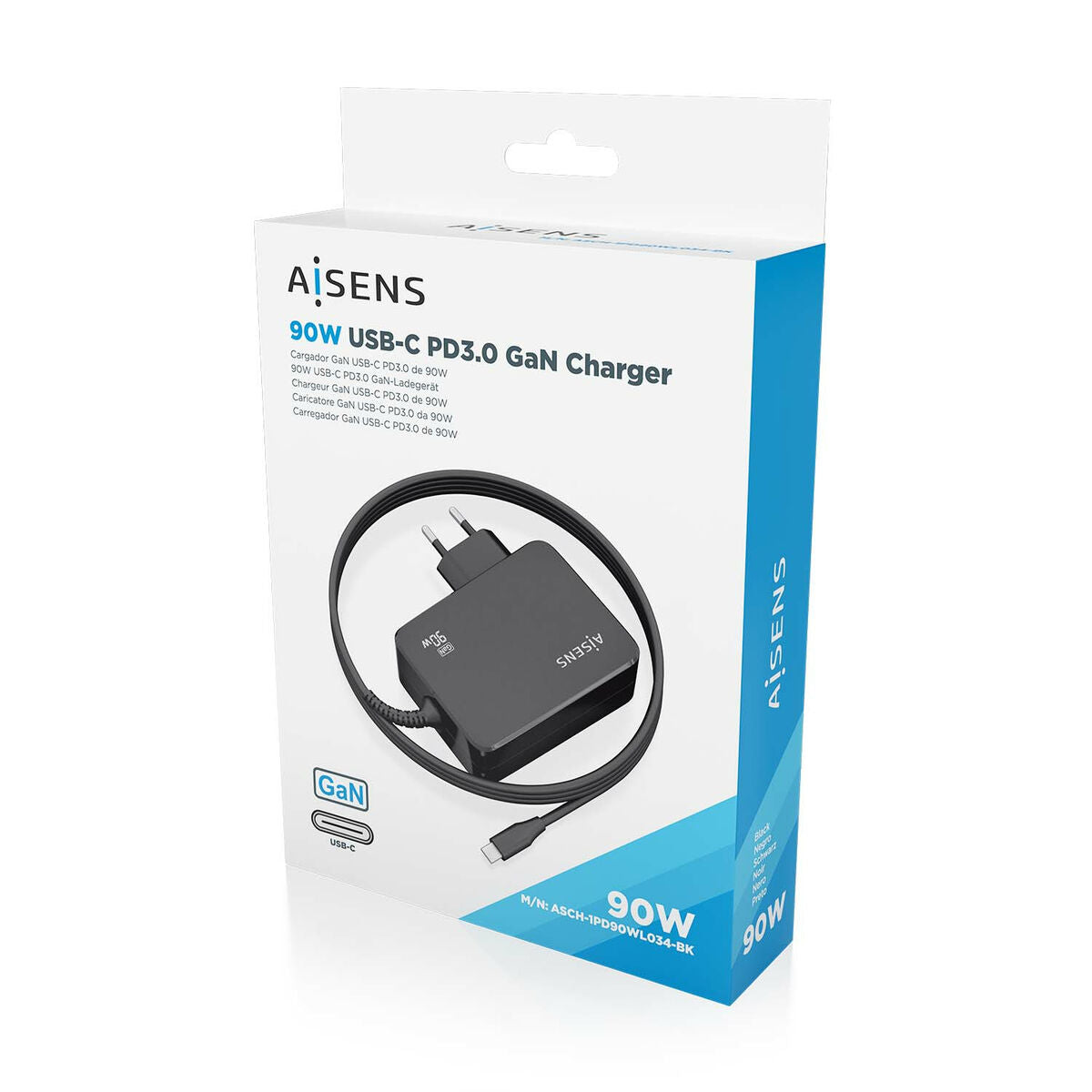 Chargeur mural Aisens ASCH-1PD90WL034-BK Noir 90 W (1 Unité)