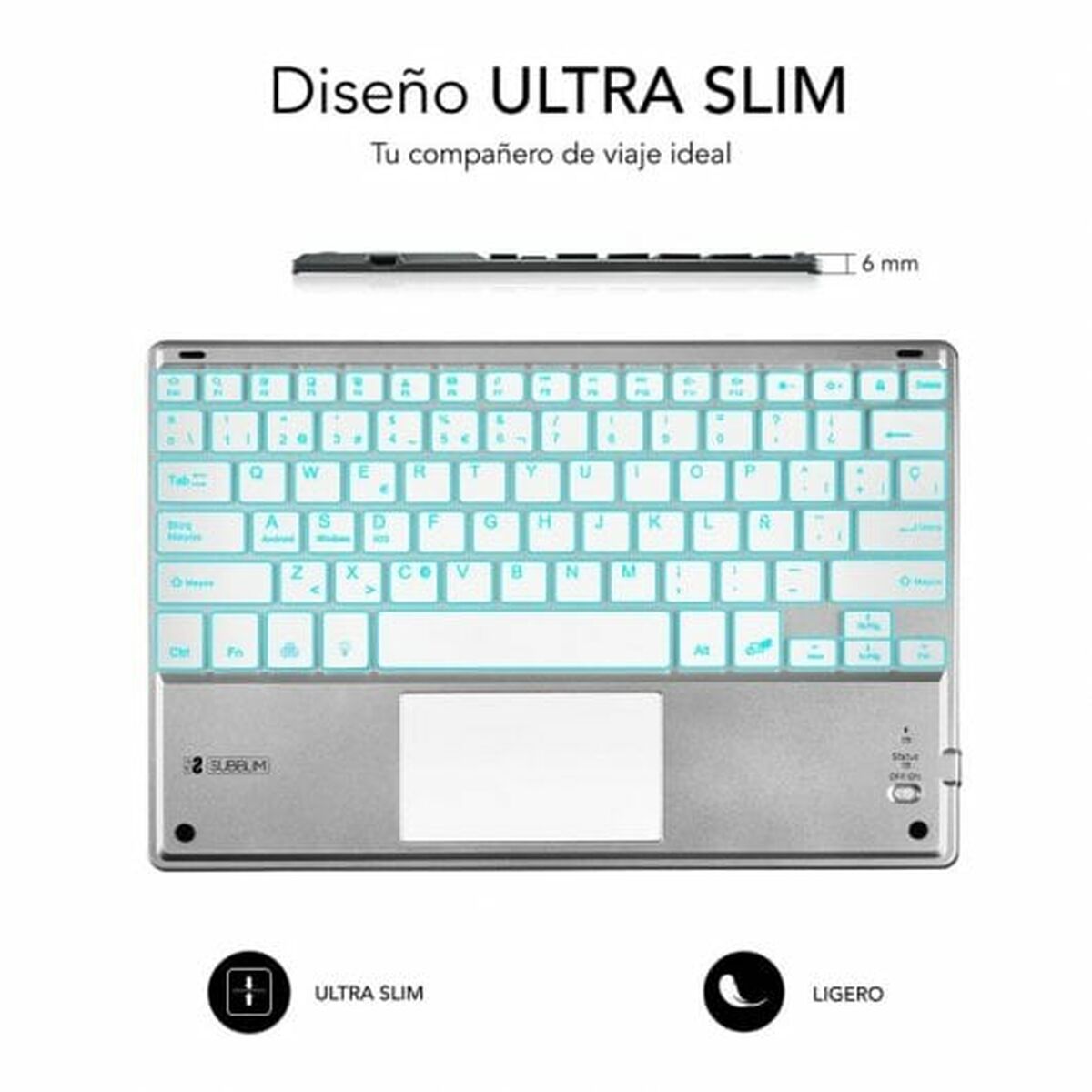 Clavier Bluetooth avec Support pour Tablette Subblim SUB-KBT-SMBT50 Argenté Espagnol Qwerty QWERTY