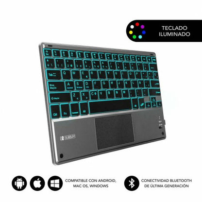 Teclado Bluetooth con Soporte para Tablet Subblim SUB-KBT-SMBT51 Gris Multicolor Qwerty Español QWERTY