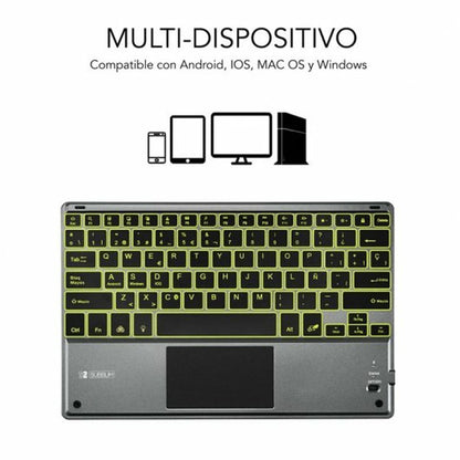 Clavier Bluetooth avec Support pour Tablette Subblim SUB-KBT-SMBT51 Gris Multicouleur Espagnol Qwerty QWERTY