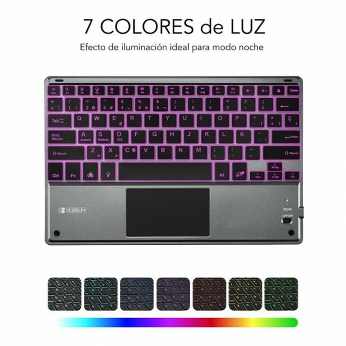 Teclado Bluetooth con Soporte para Tablet Subblim SUB-KBT-SMBT51 Gris Multicolor Qwerty Español QWERTY