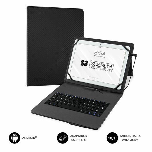 Subblim SUBKT1USB001 Schwarze 10,1-Zoll-Tablet- und Tastaturabdeckung