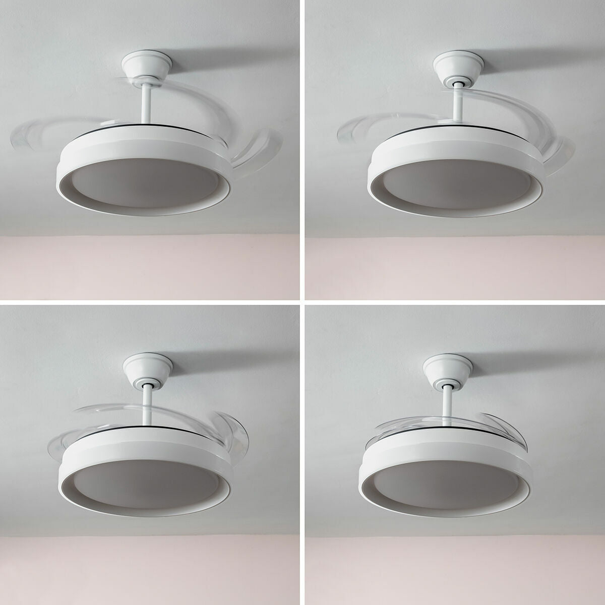 LED Ceiling Fan with 4 Retractable Blades Blalefan InnovaGoods White 72 W Ø49,5-104 cm