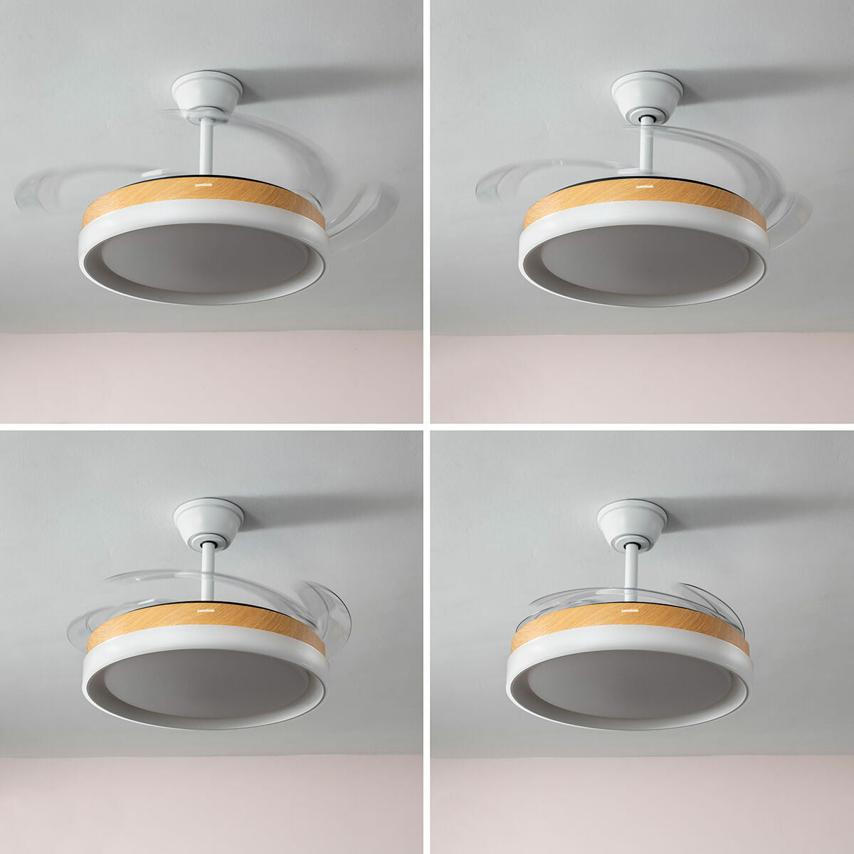 Ventilateur de Plafond avec Lumière LED et 4 Pales Rétractables Blalefan InnovaGoods Bois 72 W Ø49,5-104 cm