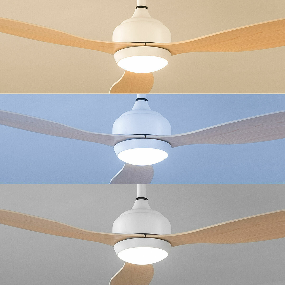 Ventilateur de Plafond avec Lumière LED et 3 Pales ABS Wuled InnovaGoods Bois 36 W 52" Ø132 cm