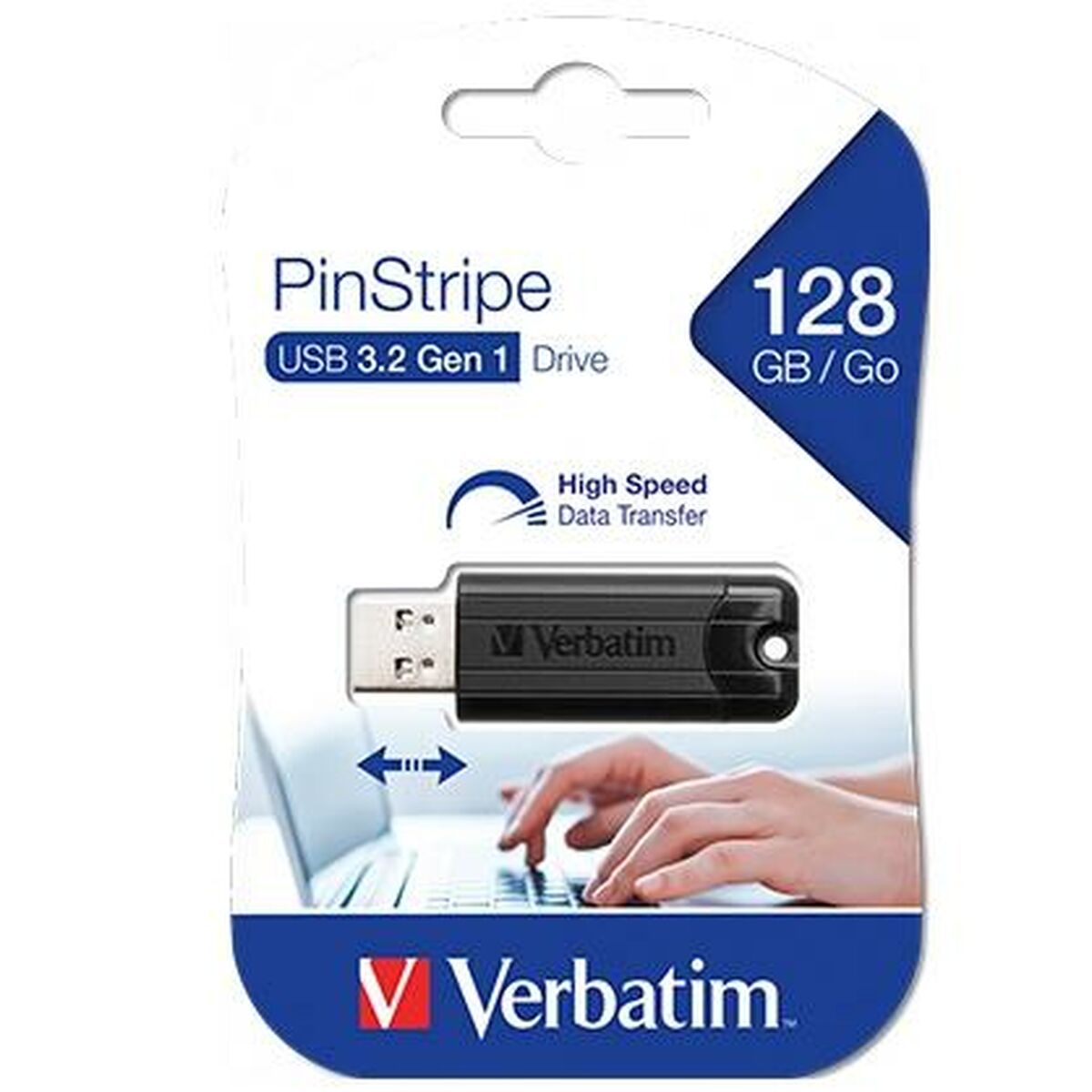 Verbatim PinStripe 3.0 USB-Flash-Laufwerk Schwarz 128 GB
