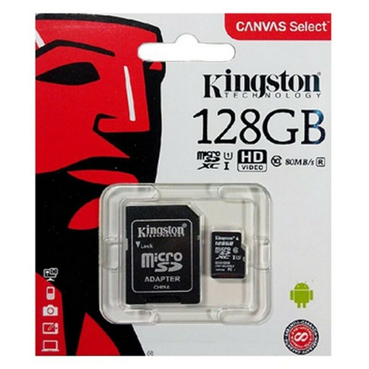 Carte Mémoire Micro SD avec Adaptateur Kingston SDCS2/128GB exFAT 128 GB