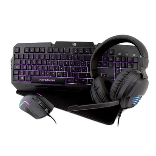 clavier et souris DeepGaming DG-KTRAA-15 Noir Multicouleur Espagnol Qwerty