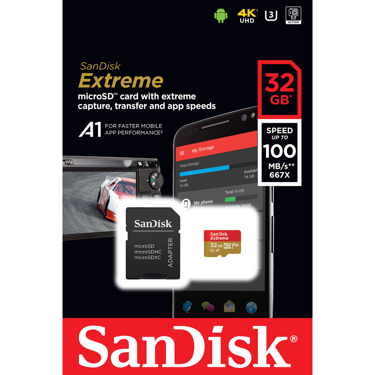 Micro SD Memory Card with Adaptor SanDisk 32 GB
