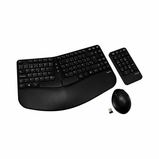 Kabellose Tastatur und Maus V7 CKW400ES Schwarz Spanisch Spanisch Qwerty