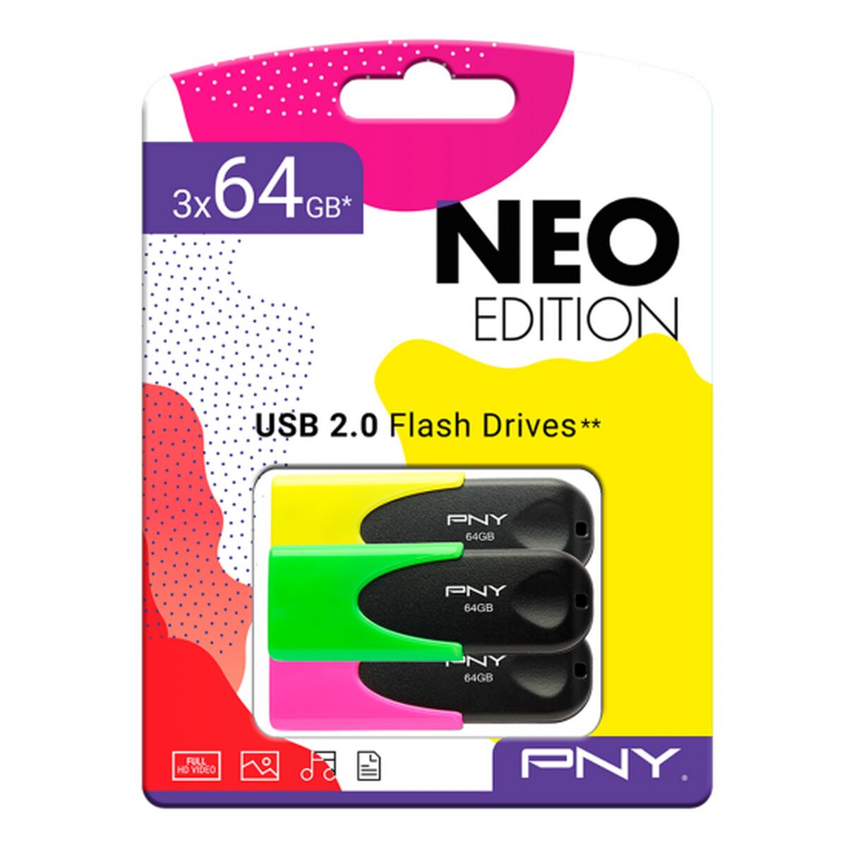 Clé USB PNY Noir Multicouleur 64 GB