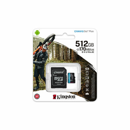 Tarjeta de Memoria Micro SD con Adaptador Kingston SDCG3/512GB          Clase 10 512 GB UHS-I