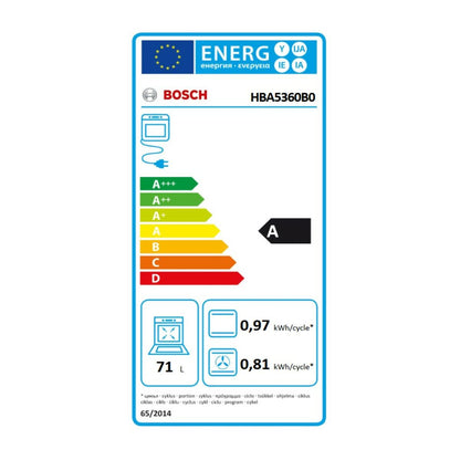 BOSCH Multifunktionsbackofen HBA5360B0 71 l 3400W Schwarz 71 l