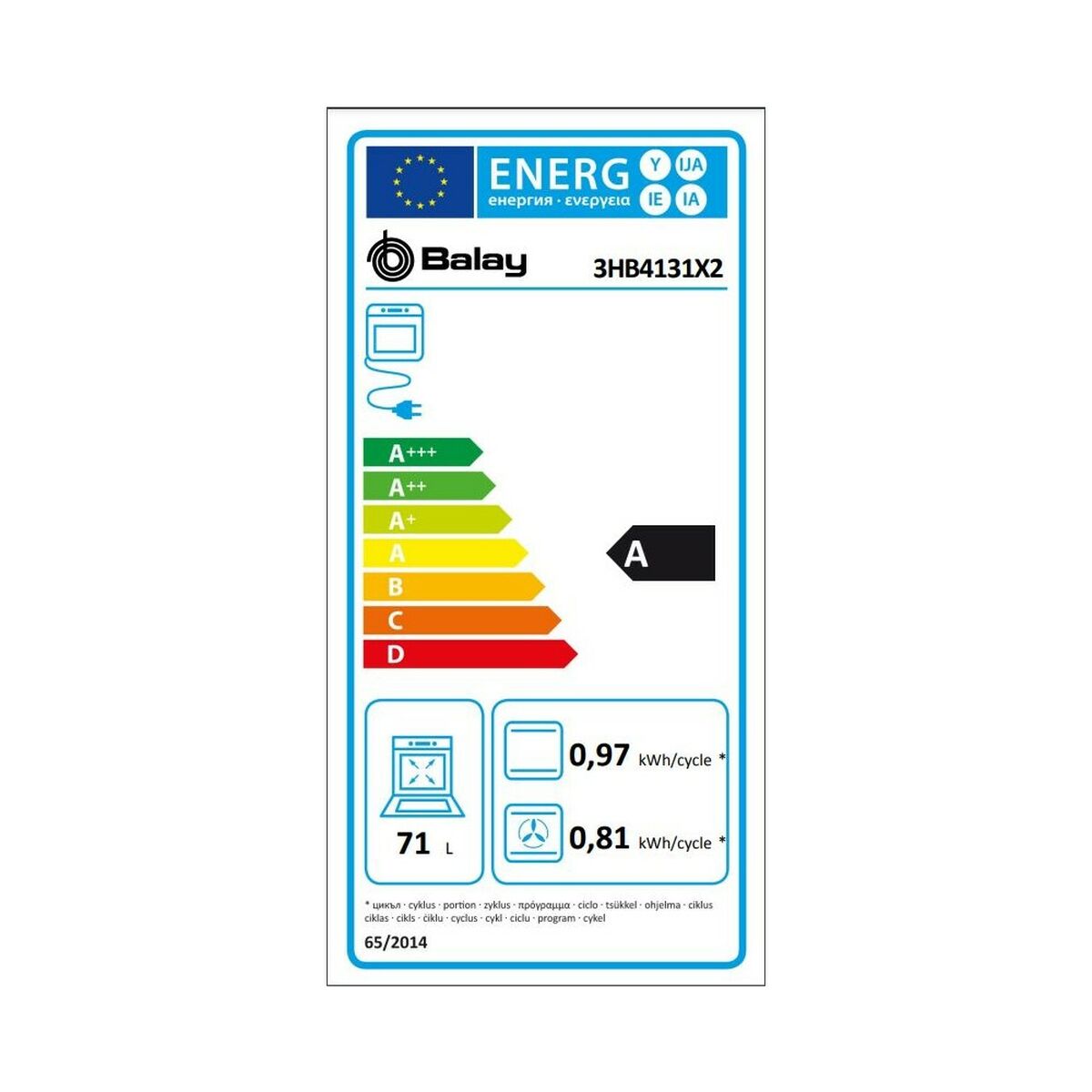 Balay 3HB4131X2 71 L 3400 W Backofen