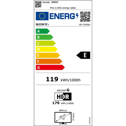 TV intelligente Sony XR-75X95K 4K Ultra HD 75" LED HDR D-LED LCD