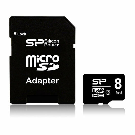 Carte Mémoire Micro SD avec Adaptateur Silicon Power SP008GBSTHBU1V10SP 8 GB
