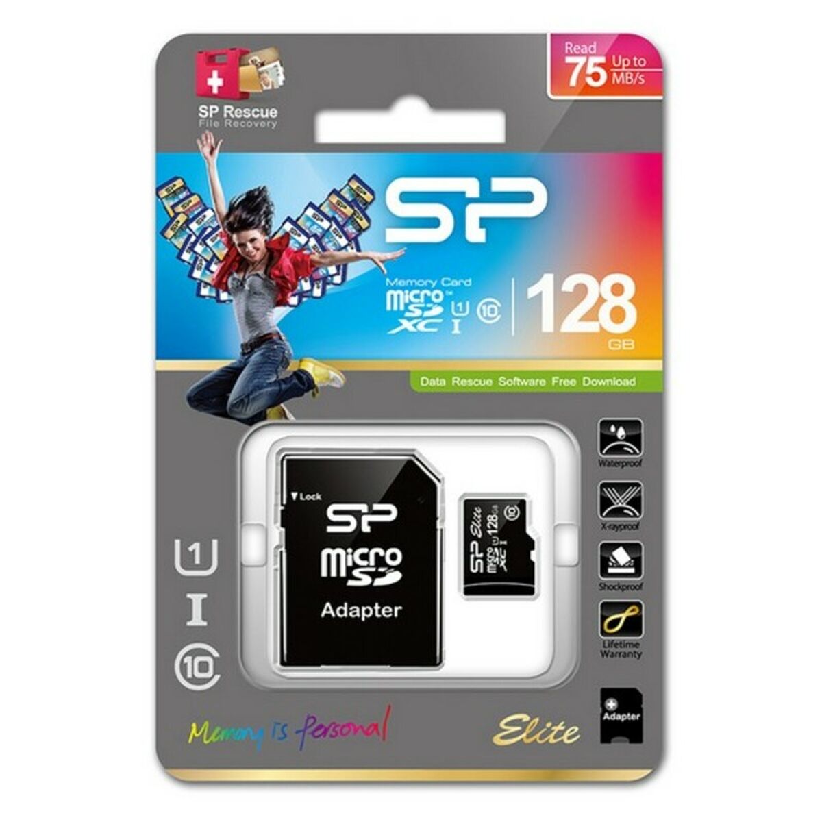 Carte Mémoire Micro SD avec Adaptateur Silicon Power SP128GBSTXBU1V10SP UHS-I GB Class 10 128 GB 128 GB