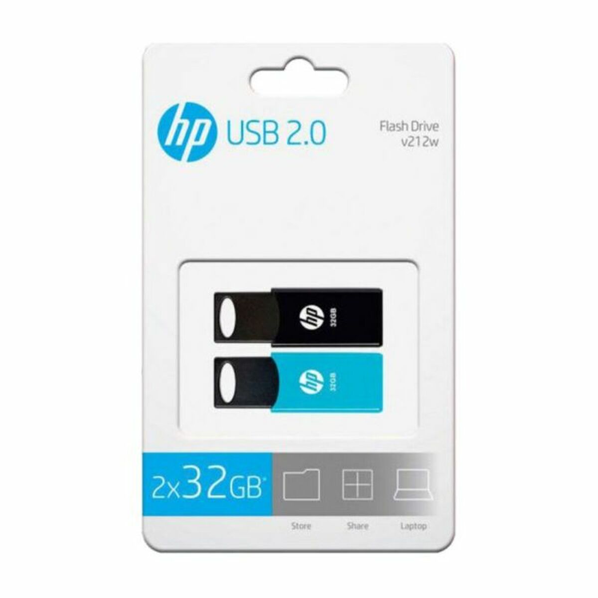 HP 212 USB 2.0 Blau/Schwarz USB-Stick (2 Stück)