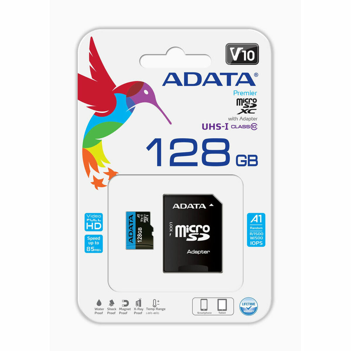Micro-SD-Speicherkarte mit Adapter Adata CLASS10 128 GB