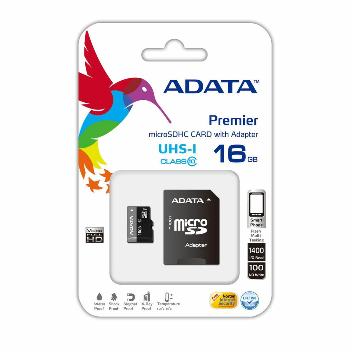 Tarjeta de Memoria Micro SD con Adaptador Adata CLASS10 16 GB