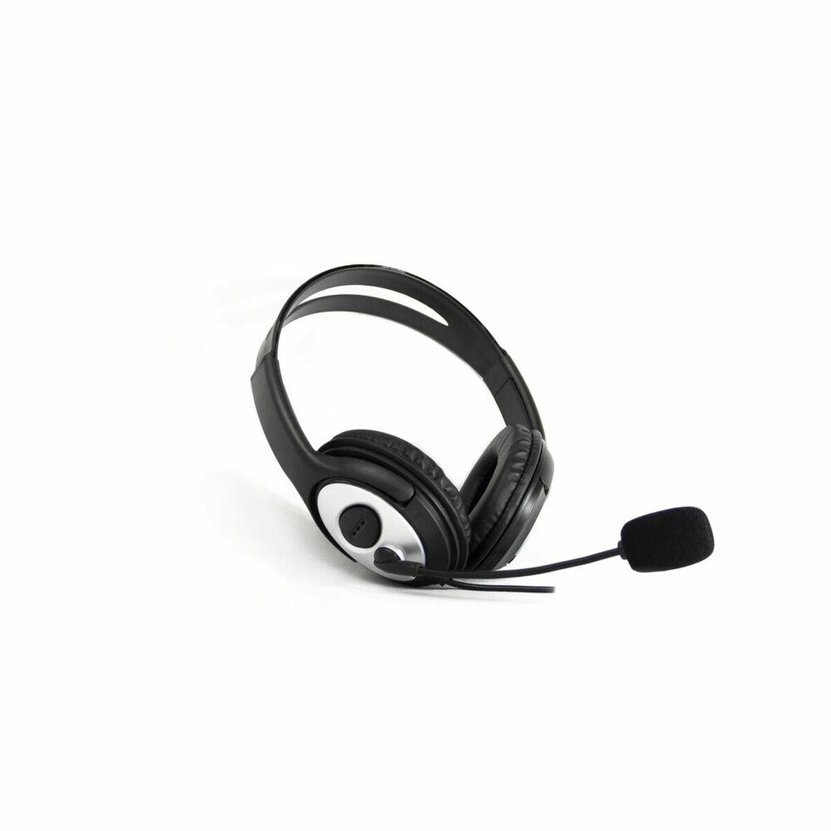 Headsets mit Mikrofon CoolBox COO-AUM-01 Schwarz Schwarz/Silber Silber