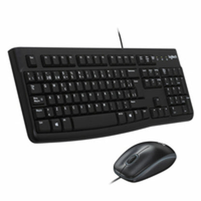 Keyboard and Mouse Logitech Desktop MK120 USB Black Italian