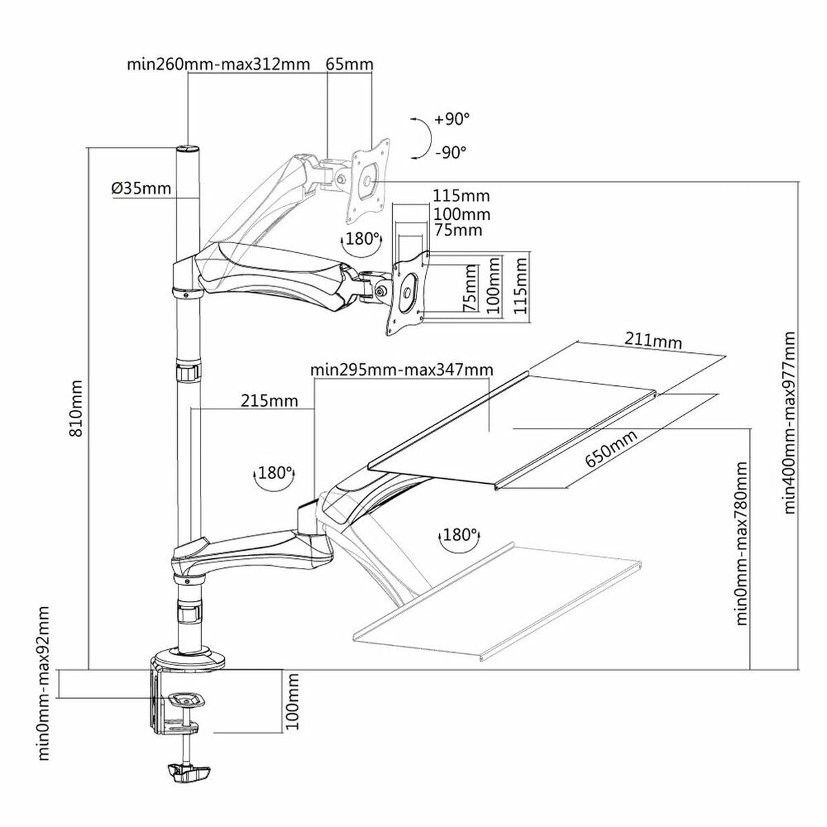 Soporte de Mesa para Pantalla Neomounts FPMA-D500KEYB       