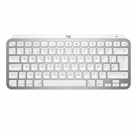 Logitech 920-010523 Spanische Qwerty-Tastatur in Weiß, Silbergrau
