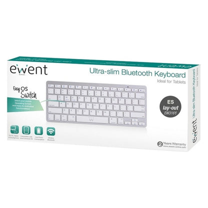 Clavier Bluetooth Ewent EW3161 Blanc Argenté QWERTY