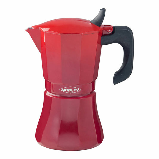 Oroley Petra Italienische Kaffeemaschine, 6 Tassen, Aluminium, Rot