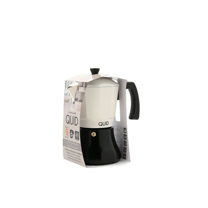 Cafetera Italiana Quid Cocco Blanco Negro Metal 6 Tazas