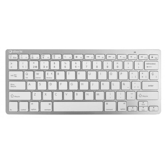 Silberne HT Teclado Inalámbrico Colors Edition-Tastatur – Blanco Spanish Qwerty Silver