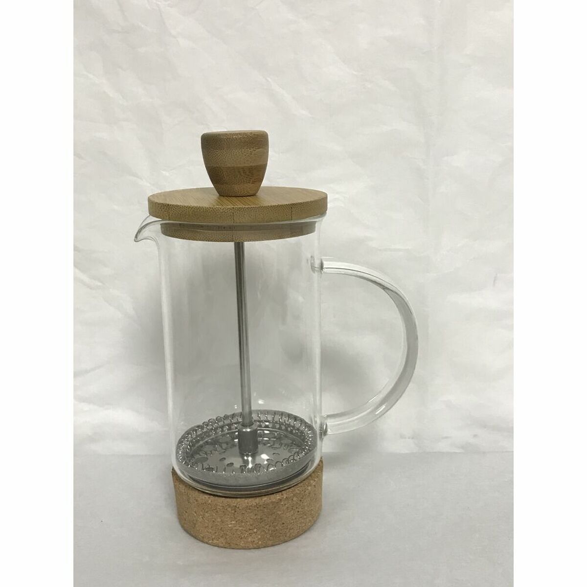 French Press DKD Home Decor, transparentes, natürliches Bambus-Borosilikatglas, 350 ml, 16 x 9 x 18,5 cm