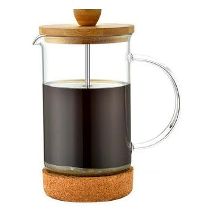 Cafetera de Émbolo DKD Home Decor Transparente Natural Bambú Vidrio de Borosilicato 350 ml 16 x 9 x 18,5 cm