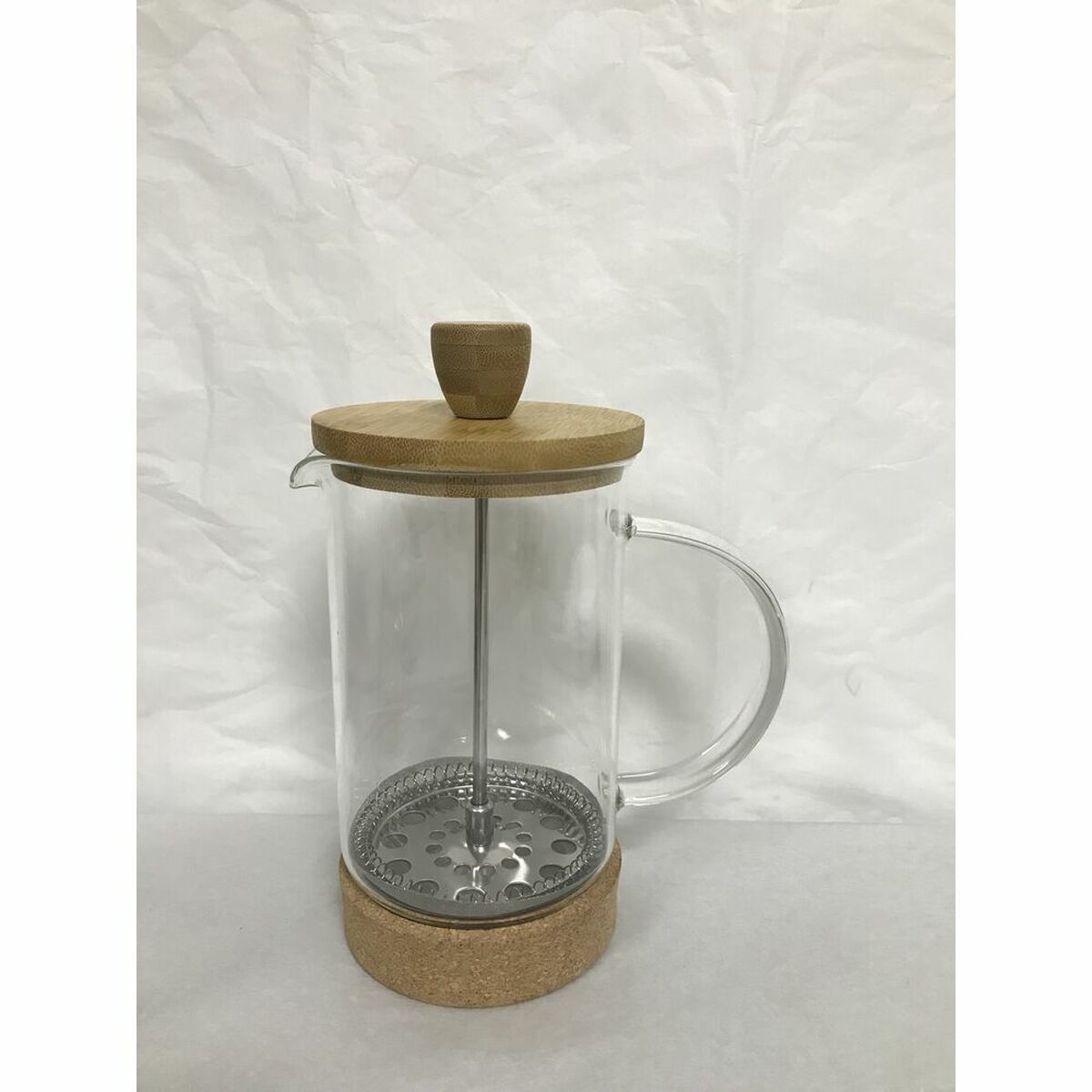 French Press DKD Home Decor, transparentes, natürliches Bambus-Borosilikatglas, 600 ml, 16 x 9 x 18,5 cm